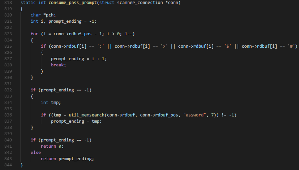 Mirai hardcoded credential pairs from scanner.c